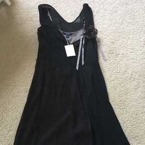 NWOT Boden Black Dress with Gray Flower and Slip